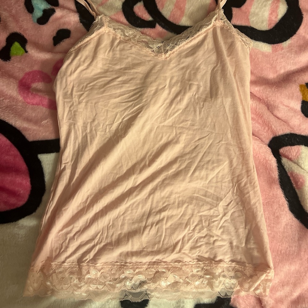 Baby pink lace tank top